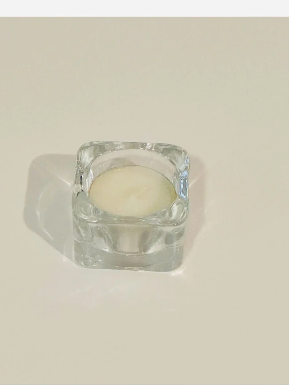 IKEA Clear Glass Tealight Holder with Cream Tealight